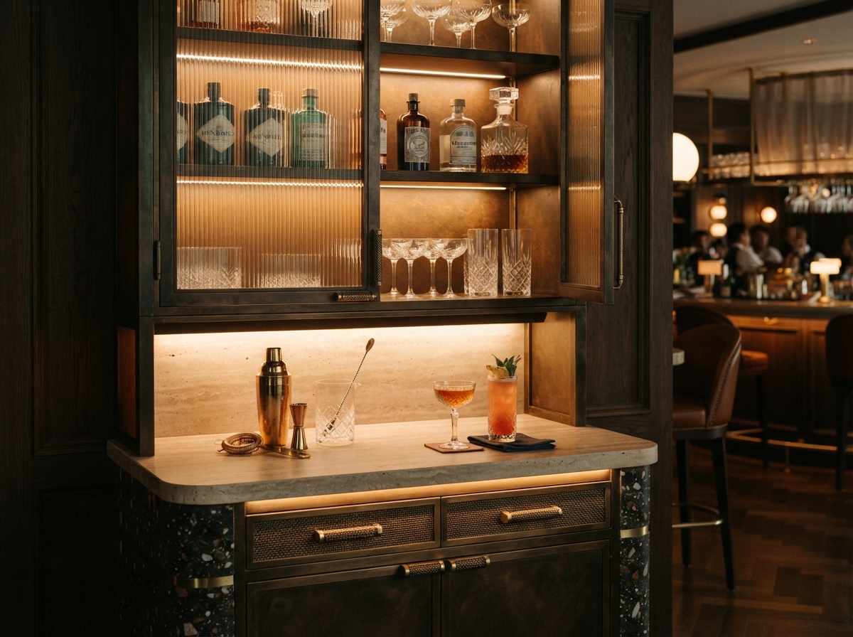 Harbour House bronze cocktail bar